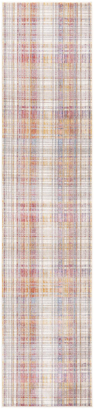 Unique Loom Deepa Gingham Machine Made Geometric Rug Multi, Blue/Yellow/Pink/Peach/Purple/Ivory/Light Blue/Light Brown/Light Green/Light Salmon 2' 6" x 12' 2"