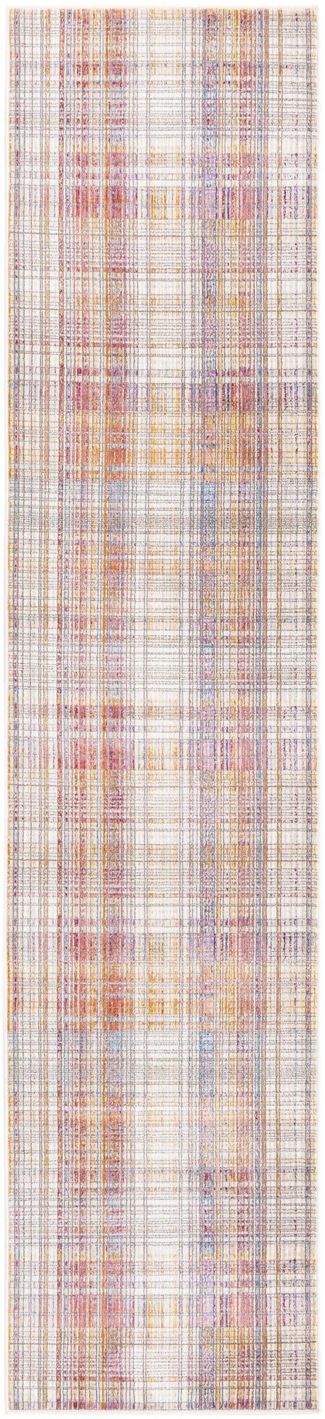 Unique Loom Deepa Gingham Machine Made Geometric Rug Multi, Blue/Yellow/Pink/Peach/Purple/Ivory/Light Blue/Light Brown/Light Green/Light Salmon 2' 6" x 12' 2"