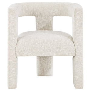 English Elm 1pc Coastal Spindle-Back Accent Chair with Padded Armrests, Linen-Look Upholstery & Welt Trim White 26.97 L x 25.39 W x 30.71 H B011P308574