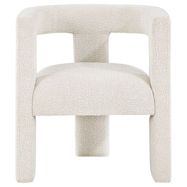 English Elm 1pc Coastal Spindle-Back Accent Chair with Padded Armrests, Linen-Look Upholstery & Welt Trim White 26.97 L x 25.39 W x 30.71 H B011P308574