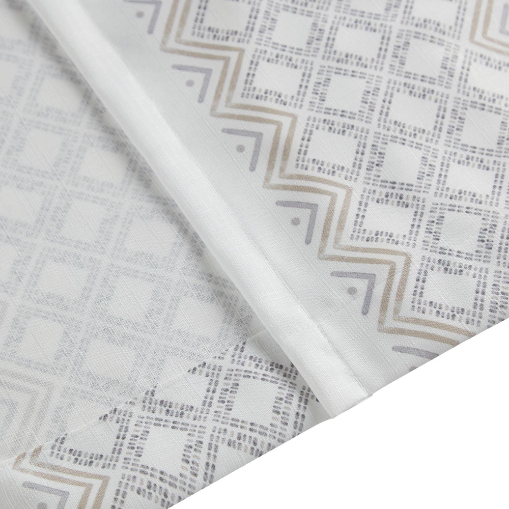 English Elm 2Pk Elegant Tufted Stripe Curtain Panels - White/Taupe, 50X95", Light Filtering & Machine Washable B035P268154