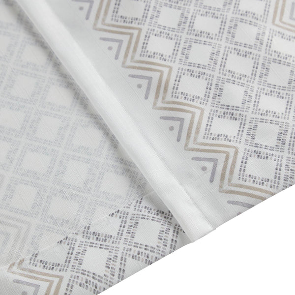 English Elm 2Pk Elegant Tufted Stripe Curtain Panels - White/Taupe, 50X95", Light Filtering & Machine Washable B035P268154