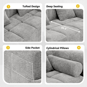 English Elm 101.2" Modular Chenille Sectional Sofa with Tufted Cushions and Deep Seating for Living Room N719S001890R