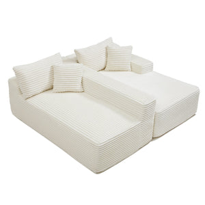 English Elm 105'' Modular Cloud Sectional with Deep Plush Corduroy Seat for Living Room Lounging W1117P377679