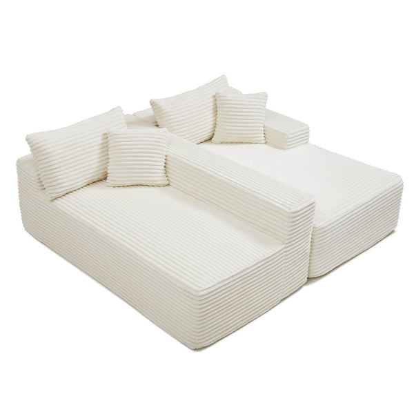 English Elm 105'' Modular Cloud Sectional with Deep Plush Corduroy Seat for Living Room Lounging W1117P377679