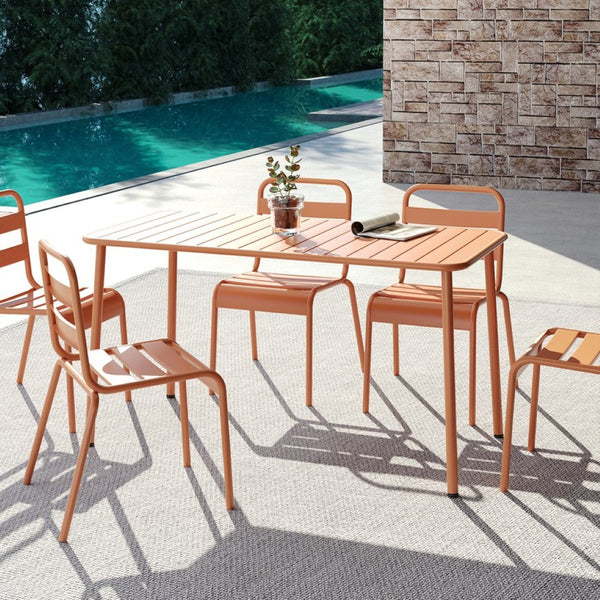 English Elm Sella Long Table In Claret Red - Stylish, Weather-Resistant Outdoor Dining For Balconies & Gardens W3318P308296-GIGA
