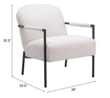 Chicago Accent Chair Ivory 109518 Zuo Modern