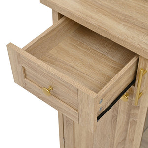 English Elm Topmax Farmhouse Buffet Hutch with Wine Rack Shaker Glass Pantry Cabinet N717P327043N