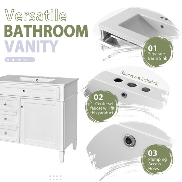 English Elm 36'' Modern Bathroom Vanity Set With Medicine Cabinet, Soft-Close Drawers & Stylish Design For Storage SW000134AAK-1