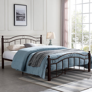English Elm Christopher Knight Home® - KING Metal Bed Frame King Size Platform Bed with Geometric Headboard, Sturdy Iron, Underbed Storage Opportunity Copper 79.25 L x 28.75 W x 3.5 H 63298.00HMCOP-K-UK