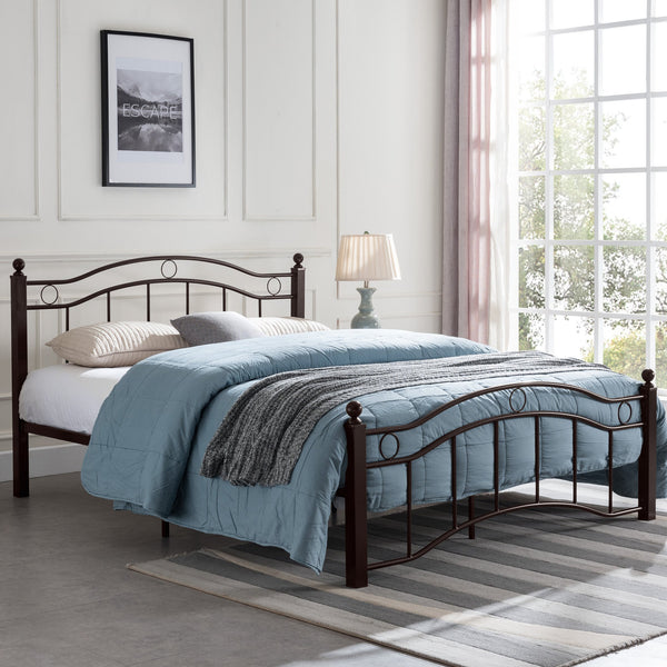 English Elm Christopher Knight Home® - KING Metal Bed Frame King Size Platform Bed with Geometric Headboard, Sturdy Iron, Underbed Storage Opportunity Copper 79.25 L x 28.75 W x 3.5 H 63298.00HMCOP-K-UK