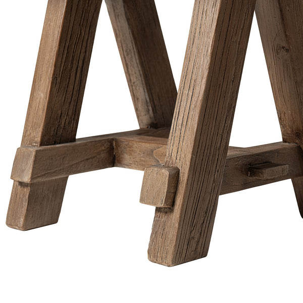 English Elm Hawthorne Reclaimed Elm Square Side Table with Trestle Base for Modern Rustic Interiors Brown B2719P474458