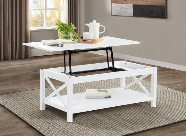 English Elm 44-inch Lift Top Coffee Table Pine X-frame Base with Hidden Storage Farmhouse Living Room B016P473414