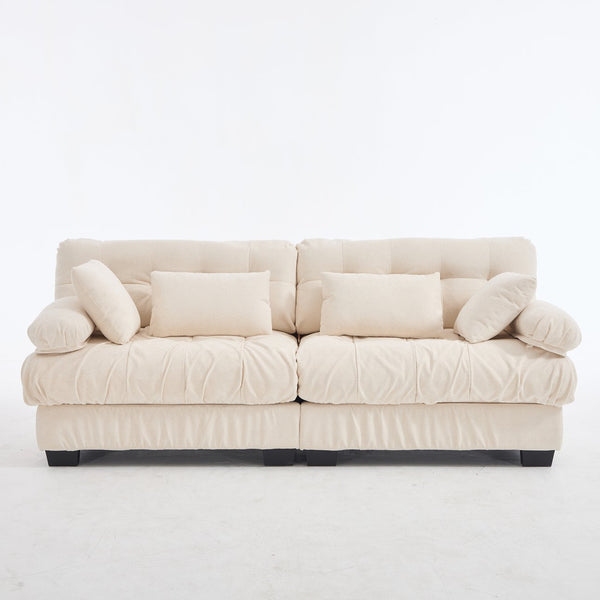 English Elm Cloud Modular Sectional Sofa Deep Seat Flannelette Upholstered Living Room Couch Beige W2120S00021