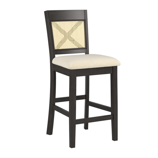 Homelegance By Top-Line Delroy Cane Accent X-Back Counter Height Stools (Set of 2) Black Rubberwood