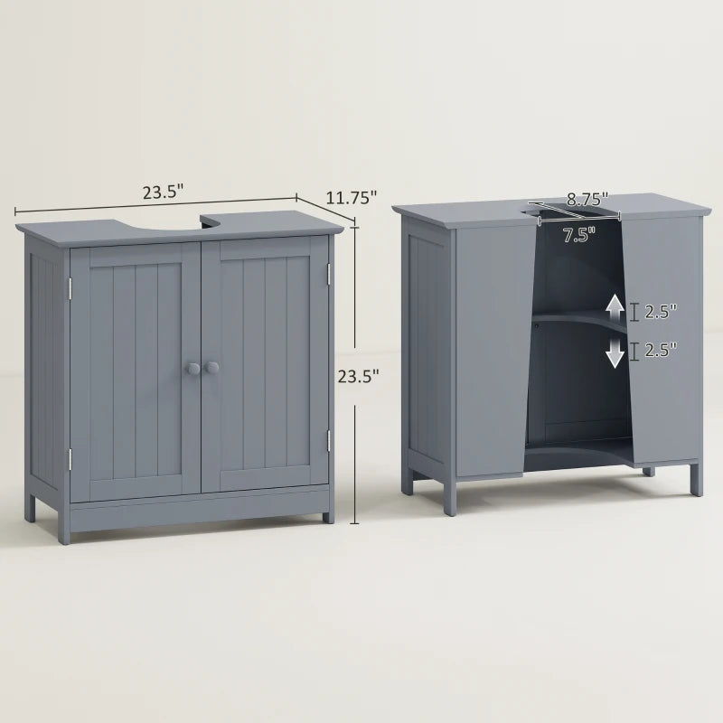 English Elm Practical Pedestal Sink Cabinet with Farmhouse X-door Design and Enclosed Bathroom Storage T3971P470121
