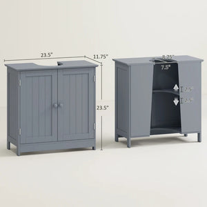 English Elm Practical Pedestal Sink Cabinet with Farmhouse X-door Design and Enclosed Bathroom Storage T3971P470121