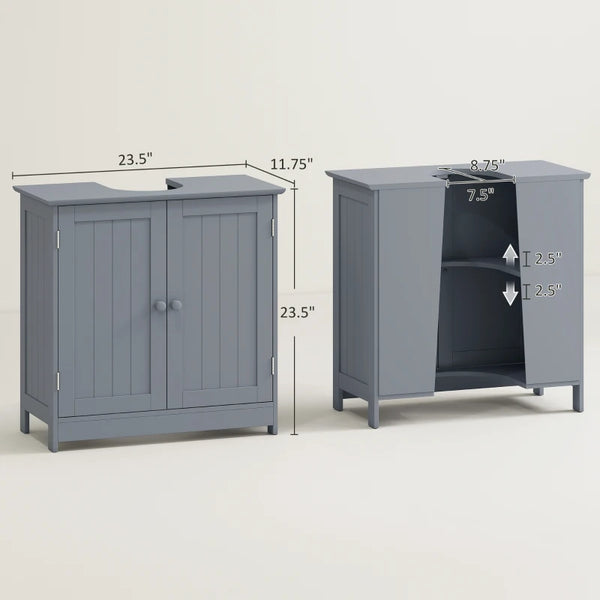 English Elm Practical Pedestal Sink Cabinet with Farmhouse X-door Design and Enclosed Bathroom Storage T3971P470121
