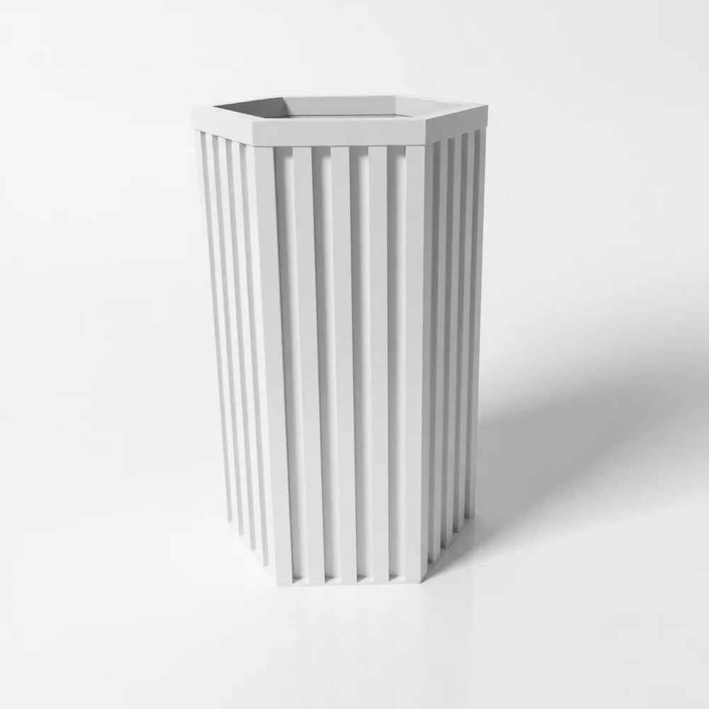 English Elm Hexagon Column Aluminum Outdoor Planter Geometric Architectural Patio Entryway Accent White B2755P462190