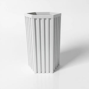 English Elm Hexagon Column Aluminum Outdoor Planter Geometric Architectural Patio Entryway Accent White B2755P462190