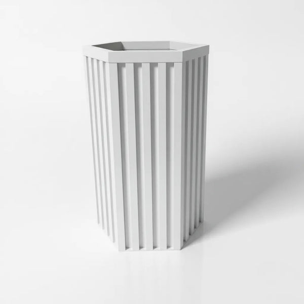English Elm Hexagon Column Aluminum Outdoor Planter Geometric Architectural Patio Entryway Accent White B2755P462190