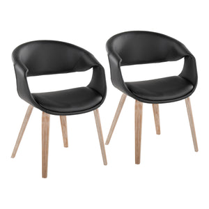English Elm Upholstered Faux Leather Dining Chairs with Bentwood Legs Modern Set of 2 B202S02088