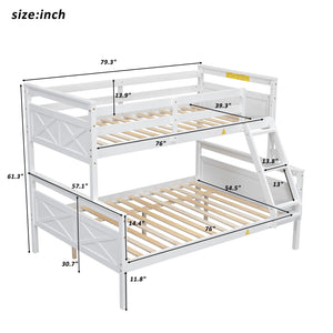 English Elm Twin Twin-over-Full Bunk Bed with Attached Ladder and Full-Length Guardrails for Safe Space-Saving Sleep White SM000118AAK-1