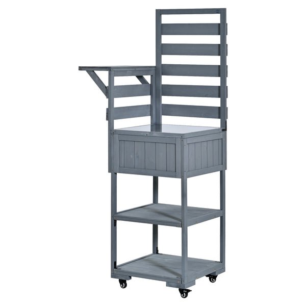 English Elm Topmax Modular Fir Wood Outdoor Kitchen Cart Stainless Steel Prep Station Gray N717P417963E