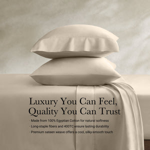 English Elm 4 Luxurious King Sateen Sheet Set - Premium Egyptian Cotton, Deep Pocket, Soft & Elegant Finish B035P381333