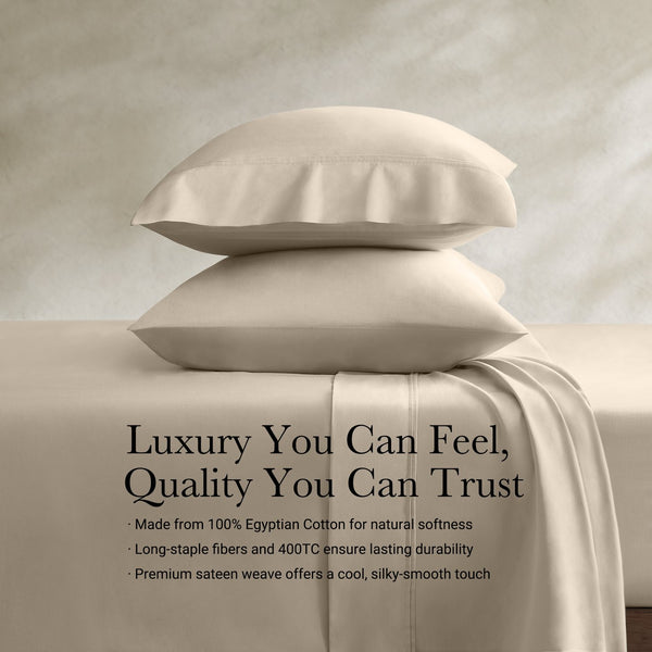 English Elm 4 Luxurious King Sateen Sheet Set - Premium Egyptian Cotton, Deep Pocket, Soft & Elegant Finish B035P381333