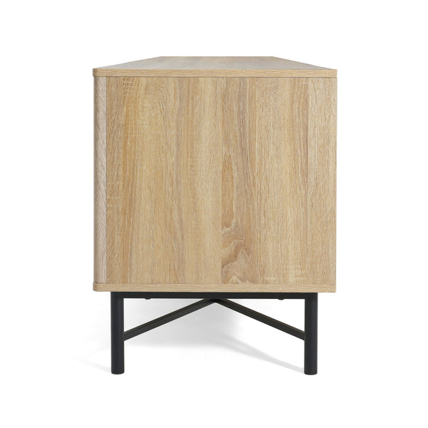 English Elm Christopher Knight Home® - Functional TV Cabinet with 4 Doors and Adjustable Shelves, Cable Management, Sturdy 66" Media Console Natural N779P296236N