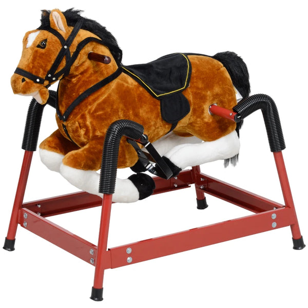 English Elm Soft Plush Spring Rocking Horse with Saddle Reins and Sounds for Kids Ages 3 to 8 T3971P442620