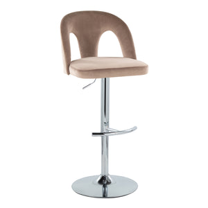 English Elm Adjustable Velvet Swivel Barstools with Chrome Base for Kitchen Islands Set of 2 B202S01960