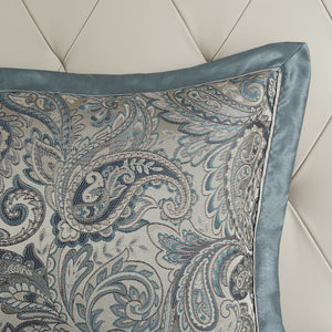 English Elm 12 Piece Comforter Set with Cotton Sateen Sheets Paisley Jacquard Bedding Queen Gray Accents Teal 19.29 L x 23.62 W x 11.02 H B035P148326