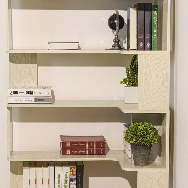 English Elm 90cm L-shaped Corner Bookcase Five Tier Mdf Open Shelving for Living Room Office W2899P444151