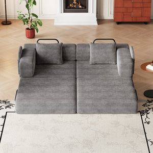 English Elm 72.4 Inch Corduroy Convertible Floor Sofa Bed with Storage Pockets for Any Room W3505P355571