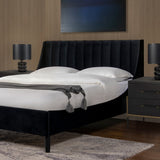 English Elm Aspen Vertical Tufted Headboard Platform Bed Set, Queen, Anthracite Black Velvet