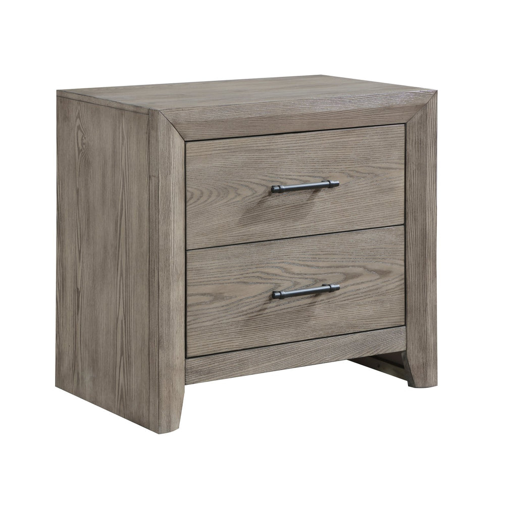 English Elm Modern Sleek Gray Nightstand Acacia Wood 2 Dovetail Drawers Matte Black Pulls 28x17x27" Rustic Appeal B011P243646