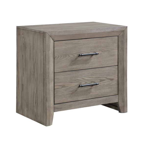 English Elm Modern Sleek Gray Nightstand Acacia Wood 2 Dovetail Drawers Matte Black Pulls 28x17x27" Rustic Appeal B011P243646