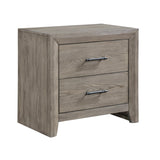 English Elm Modern Sleek Gray Finish 2-Drawers Nightstand Durable Wooden Bedroom Furniture 1 Piece