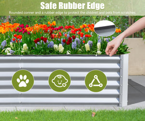 English Elm 6x3x1.5ft Galvanized Raised Garden Bed — Heavy-Duty Steel Planter with Open Base, Reinforced Rods, Safe Edge for Vegetables Flowers and Easy Assembly Silver+White W1859P197905