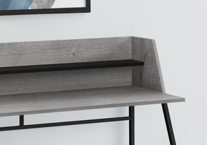 English Elm Computer Desk - Modern Grey Laminate Workstation With Storage Hutch And Black Metal Accents, 48" L B2710P219837