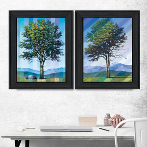 English Elm "catching Light as Time Passes" Tim Gagnon Diptych Wall Art Black Wood Frame B06787244
