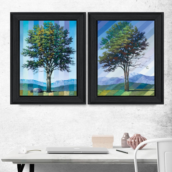 English Elm "catching Light as Time Passes" Tim Gagnon Diptych Wall Art Black Wood Frame B06787244