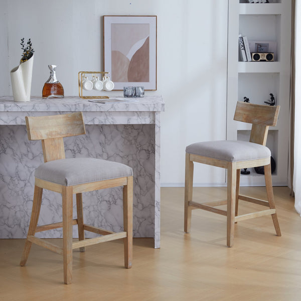 English Elm 27" Armless Counter Stools Set of 2 Padded Rubberwood Kitchen Island Seating N780P403744P
