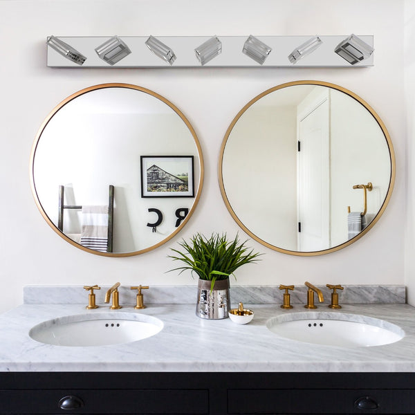 English Elm 45" Modern Chrome 7-Light Led Vanity Light Fixture - Elegant Wall-Mount Design For Bright Bathroom Illumination W2312P374882