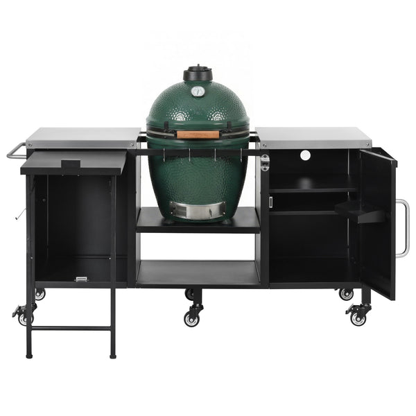 English Elm K&k Stainless Steel Outdoor Kitchen Island with Fold Out Prep Surface for Kamado Grills N707S000023B