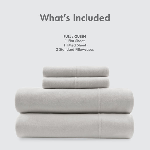 JLA Home Intelligent Design - All Season Sheet Set: Breathable Jersey Knit Cotton Blend for Year-Round Comfort, Fit to 16" Mattress Grey ID20-2455