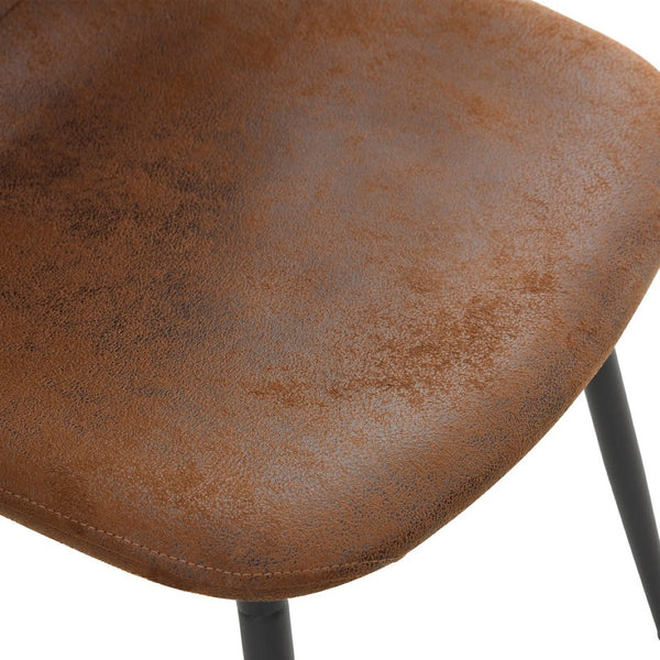 English Elm Table And Chair Set - 67" Black Wood Grain Mdf Dining Table With 4 Brown Techno-Fabric Chairs W1151S04151-GIGA