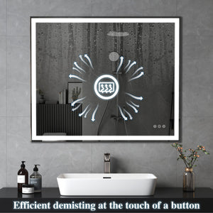 English Elm 30x36 LED Bathroom Mirror Silver Frame, Touch Dimmer, Anti-Fog, IP44 Waterproof, Tray Shelf, Smart Memory Lights W708P176757